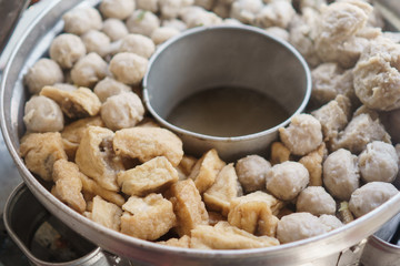 bakso close up. indonesian meatball street food vendor
