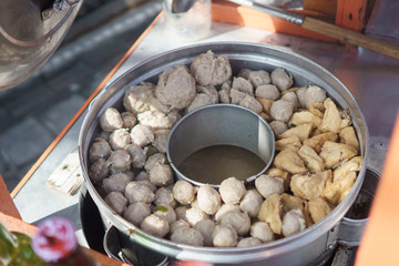 bakso close up. indonesian meatball street food vendor