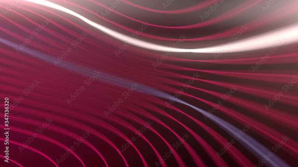 Fototapete line art deformed wavy wires with motion glowing elements 3d loop animation