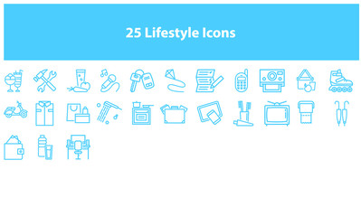 Fototapeta na wymiar Vector lifestyle icon pack in multiple colors for apps and websites