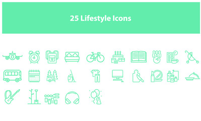Fototapeta na wymiar Vector lifestyle icon pack in multiple colors for apps and websites