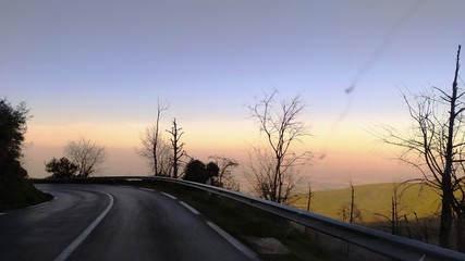 sunset on the road