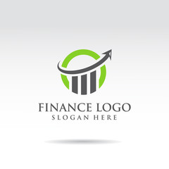 Finance Logo  template. Green and black color. arrow and statistic concept. Vector illustrator eps.10