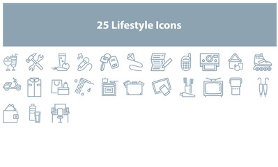 Vector lifestyle icon pack in multiple colors for apps and websites