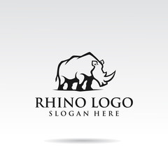 Rhino logo template design. flat style for brand t shirt. Vector illustrator eps.10