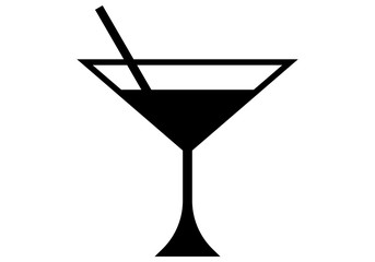 Icono de una copa de coktail sobre fondo blanco.