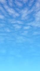 Blue sky background with white clouds. Cumulus white clouds in the clear blue sky in the morning. 3D illustration