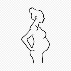 Silhouette of a pregnant girl on a transparent background vector illustration. Pregnancy and childbirth, women's health