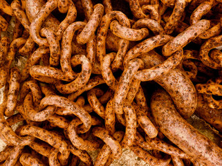 Close-up of rusty chain links
