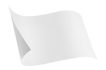 Blank bended paper sheet, isolated on white background - obrazy, fototapety, plakaty
