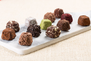 Variety chocolate truffles 