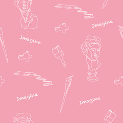 Vector seamless pattern with artist's tools