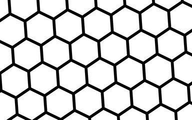 Black honeycomb on a white background. Perspective view on polygon look like honeycomb. Isometric geometry. 3D illustration