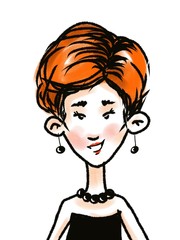 cute woman portrait cartoon character isolated on white