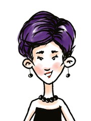 cute woman portrait cartoon character isolated on white