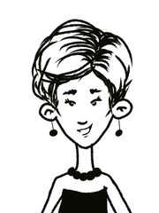 cute woman portrait cartoon character isolated on white