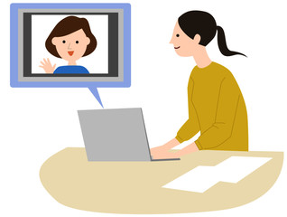 オンラインで会話する女性ベクター