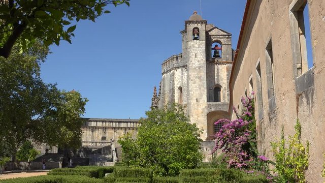 Round Church (Charola) and the garden in the Convent of Christ in Tomar. Portugal.