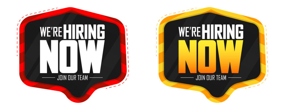 We are Hiring Now banners design template, join our team, vector illustration