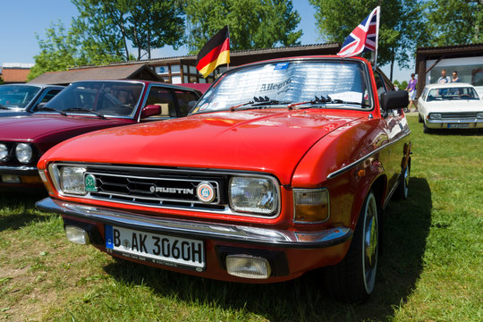 PAAREN IM GLIEN, GERMANY - MAY 19, 2013: The Austin Allegro is a small family car manufactured by British Leyland under the Austin name from 1973 until 1982, "The oldtimer show" 