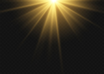 Fototapeta na wymiar Star explosion vector illustration, glowing sun. Sunshine isolated on transparent background