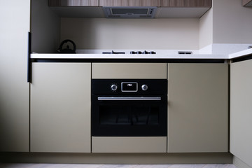 Fototapeta premium kitchen interior design with a stove from a low angle shot