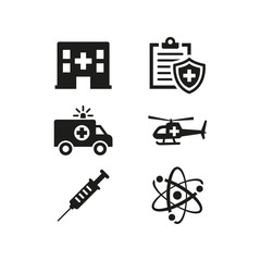 Medical icons set on white background.