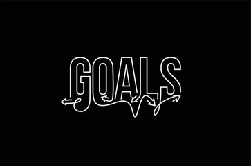 Goals Calligraphic line art Text shopping poster vector illustration Design.