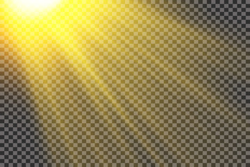 Light highlight yellow special effect with rays of light and magic sparkles. Sun Ray . Glow transparent vector light effect set, explosion, shine, spark, solar flare.