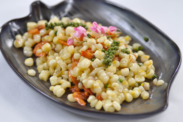salad, corn salad or spicy corn salad in white background