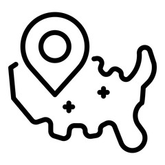 GPS tag on the map icon. Outline GPS tag on the map vector icon for web design isolated on white background