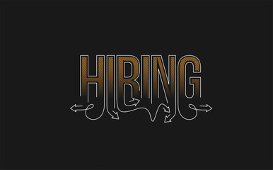 Obraz premium We are Hiring Calligraphic line art Text shopping poster vector illustration Design.