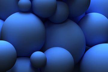 blue balls of different sizes as background and texture. 
