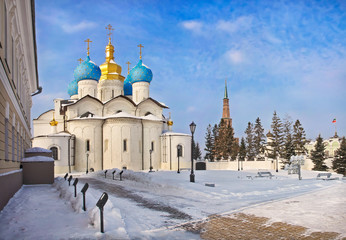 Fototapeta na wymiar Православный храм Казанского Кремля Annunciation Orthodox Church in the Kazan Kremlin