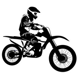 Silhouette of a motorcyclist on a sports bike - vector