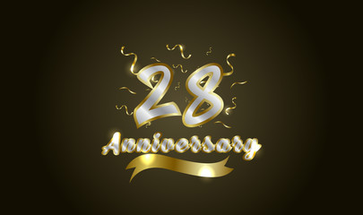 Fototapeta na wymiar Anniversary celebration background. with the 28th number in gold and with the words golden anniversary celebration.