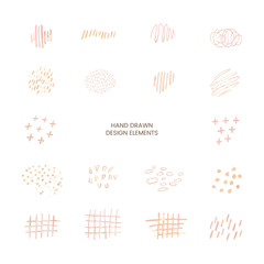 Vector colorful modern set with hand drawn doodle abstract llustrations. Can be used as elements for design greeting cards, poster, card, packaging paper design