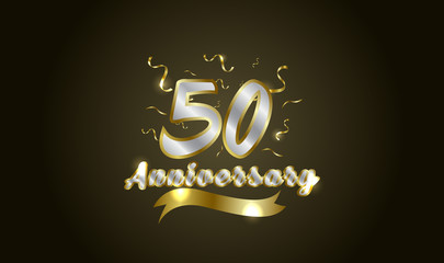 Anniversary celebration background. with the 50th number in gold and with the words golden anniversary celebration.