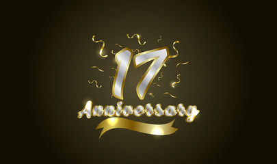 Anniversary celebration background. with the 17th number in gold and with the words golden anniversary celebration.