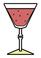 Colorful vector red and yellow stylized alcohol cocktail logo. For card, poster, invitation, banner or restaurant menu for beach party event, website or blog drink receipe