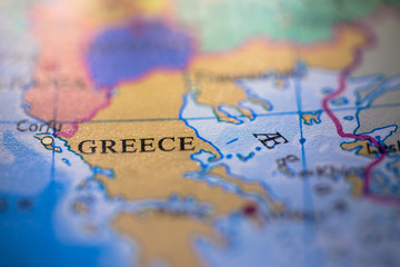 Geographical map location of country Greece in Europe continent on atlas
