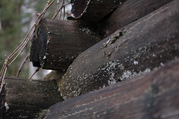 old wooden house close up