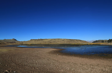 Laguna Umayo near the splendid archaeological site of Sillustani, Peru
