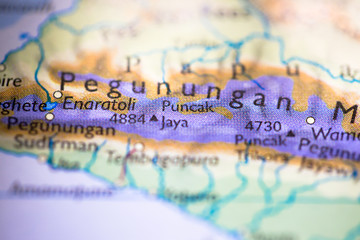 Geographical map location of Puncak Jaya in Irian Jaya Indonesia Asia continent on atlas
