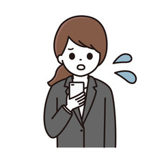 女性 スマホ スーツ イラスト