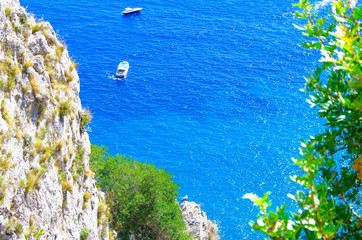 Beautiful summer vacation on Capri Island in Campania, Italy with breathtaking landscape scenery...