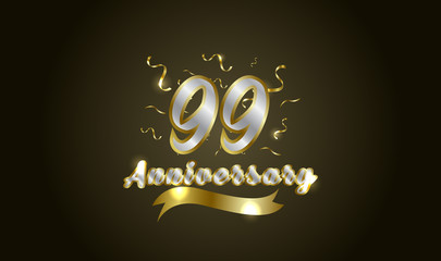 Anniversary celebration background. with the 99th number in gold and with the words golden anniversary celebration.