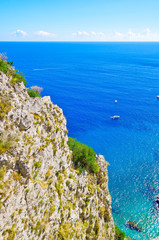 Beautiful summer vacation on Capri Island in Campania, Italy with breathtaking landscape scenery...