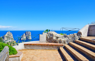 Beautiful summer vacation on Capri Island in Campania, Italy with breathtaking landscape scenery...