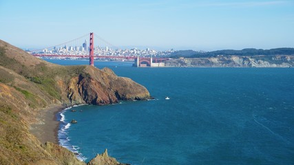 Golden Gate Bridge with Skyline captured from the Marin Headlands.